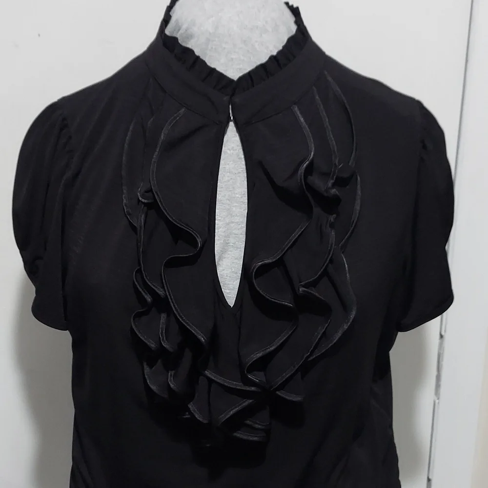 Black Ruffle Blouse - Picture 2 of 7